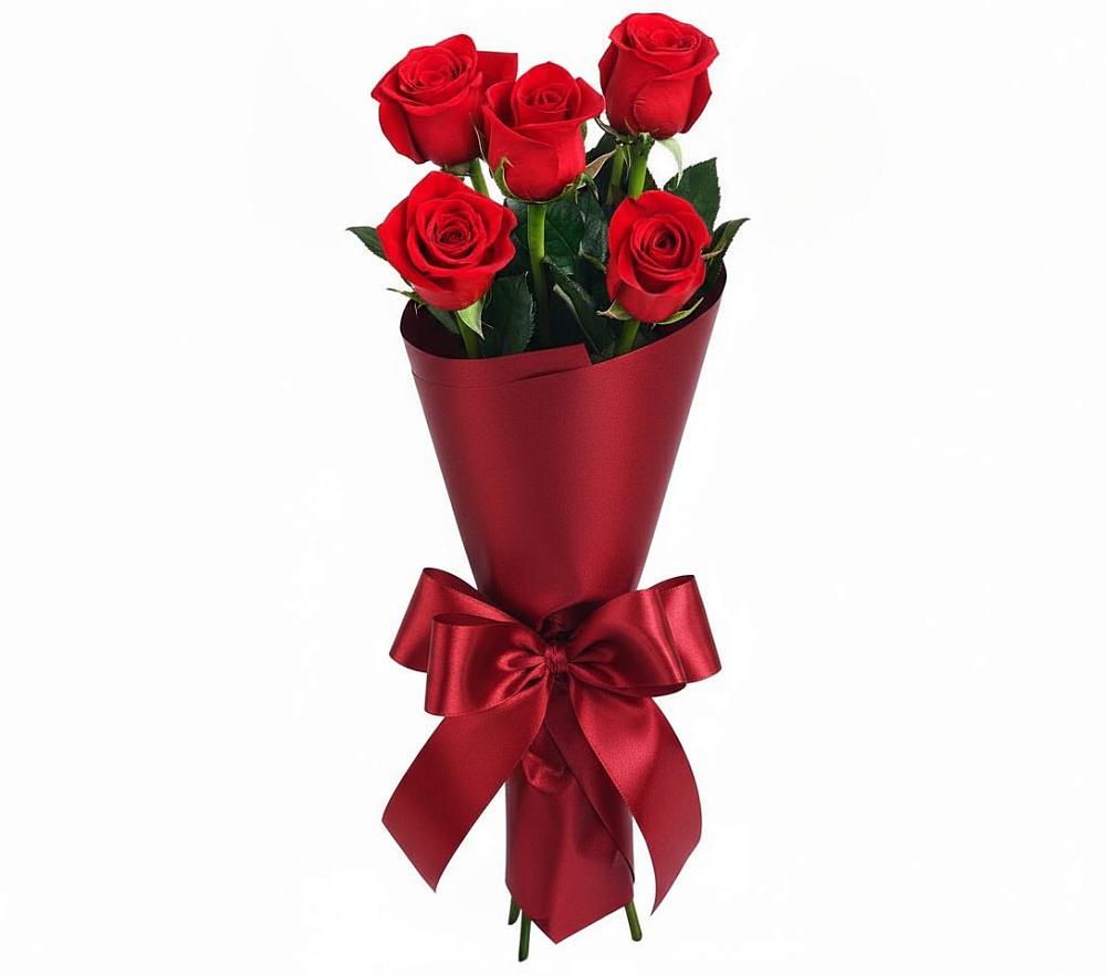 Букет 5 Красных роз Эдлесс Лав в Садовый