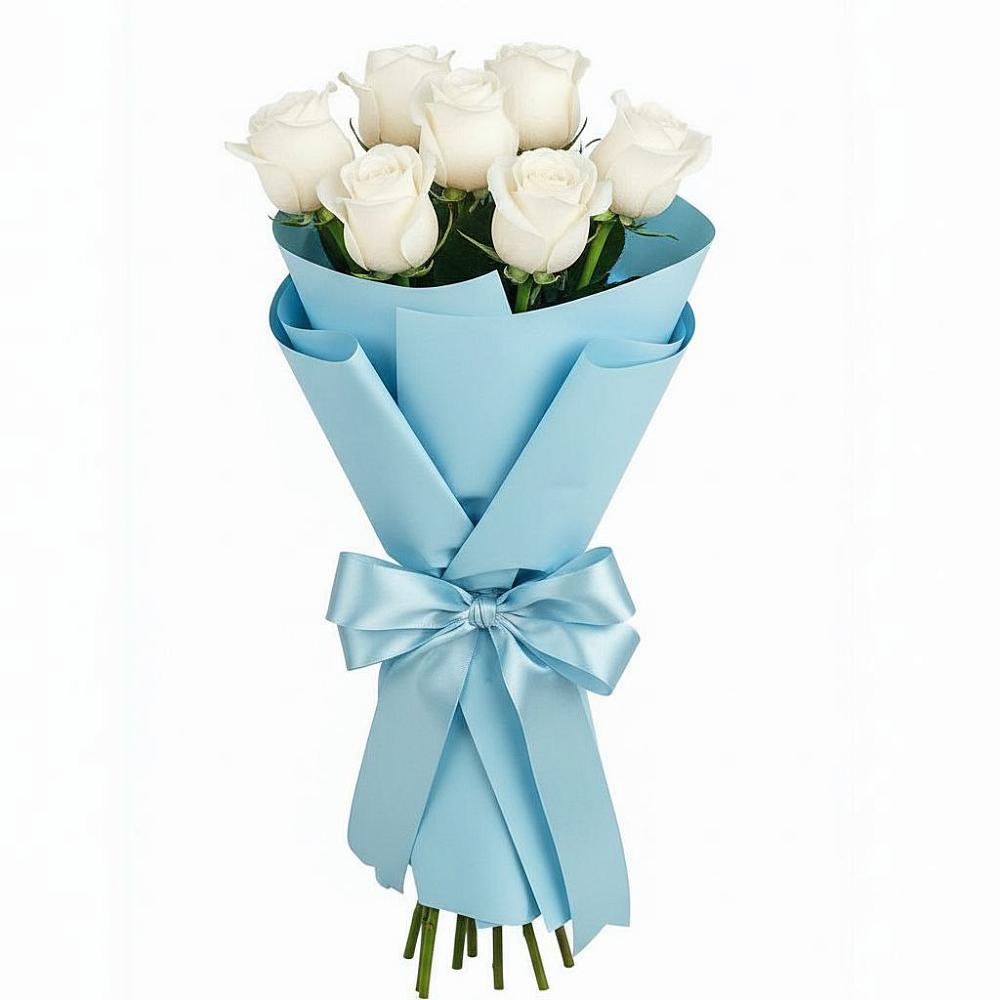 Букет 7 белых роз Проуд в Садовый