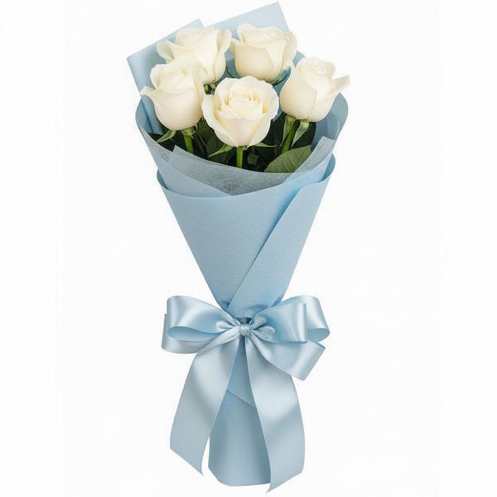Букет 5 Белых роз Проуд в Садовый
