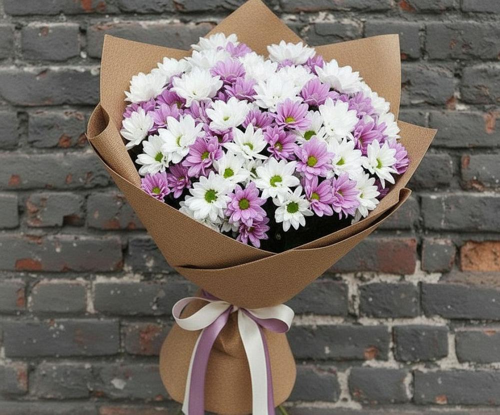 Букет цветов из: Хризантемы в Садовый