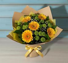 Букет цветов из:  Герберы и Хризантемы #REPLACE_PRED# Садовый