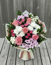 Букет цветов из:  Альстромерии, Гвоздики, Розы и Хризантемы #REPLACE_PRED# Садовый