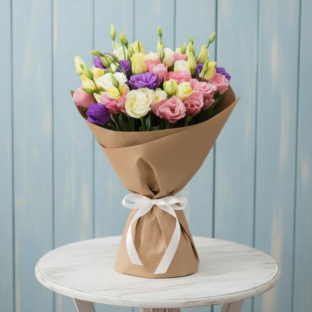 Букет цветов из: Лизиантусы в Садовый