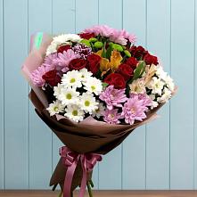 Букет цветов из:  Розы, Хризантемы и Альстромерии в Садовый