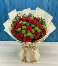 Букет цветов из:  Розы и Хризантемы в Садовый