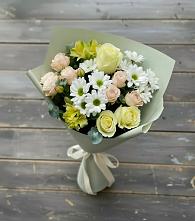 Букет цветов из:  Альстромерии, Розы и Хризантемы в Садовый