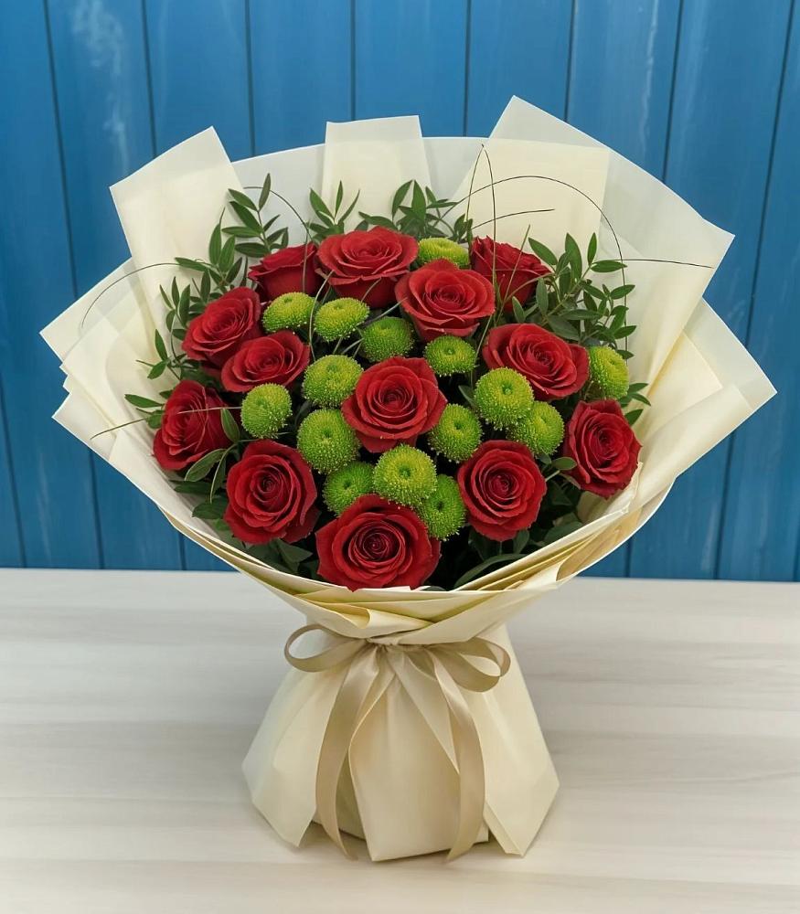 Букет цветов из: Розы и Хризантемы в Садовый